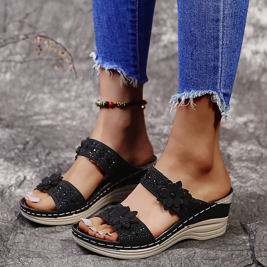 Pantuflas Cuña con Flores para Mujer - Image 11