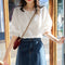 Blusa Holgada con Mangas Farol Bordadas Solubles en Agua