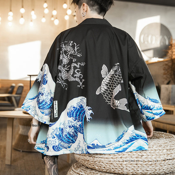 Cardigan Hanfu Estilo Chino con Moneda de Cobre Grulla Blanca Yunxiao