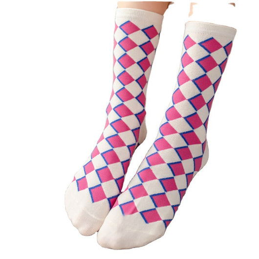 Calcetines Cuadriculados Estilo Colegiala Japonesa Respirable Caña Media - Image 13
