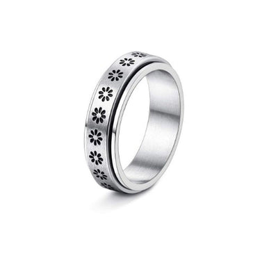 Anillo Giratorio de Acero Inoxidable con Luna y Estrellas para Aliviar Ansiedad - Image 20