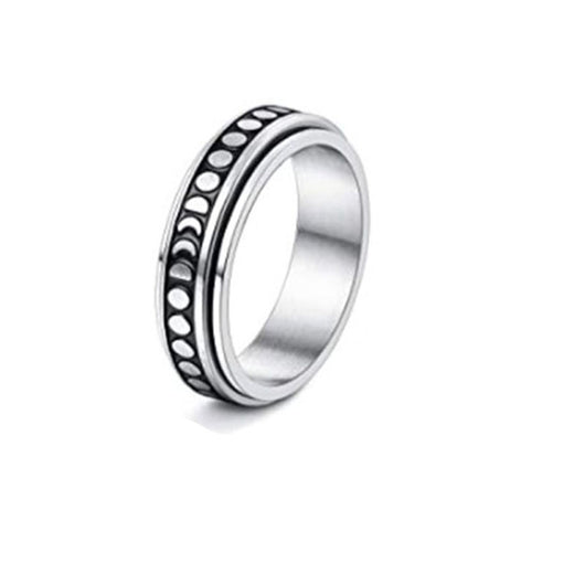 Anillo Giratorio de Acero Inoxidable con Luna y Estrellas para Aliviar Ansiedad - Image 17