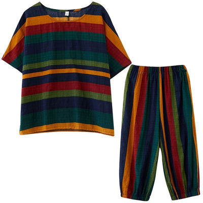 Conjunto Casual de Dos Piezas a Rayas Retro - Image 11