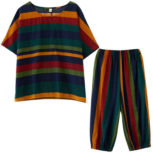 Conjunto Casual de Dos Piezas a Rayas Retro - Image 11