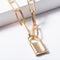 Cross-Border Jewelry Simple And Exaggerated Thick Chain Necklace Female Retro Multi-Layer Geometric Lock-Shaped Love Necklace Dorado
