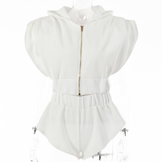Conjunto Deportivo Hoodie con Mangas Sueltas y Hombreras + Shorts - Image 15