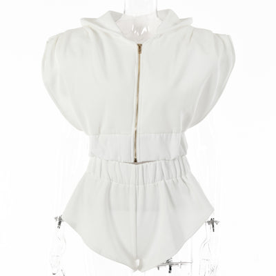 Conjunto Deportivo Hoodie con Mangas Sueltas y Hombreras + Shorts - Image 6