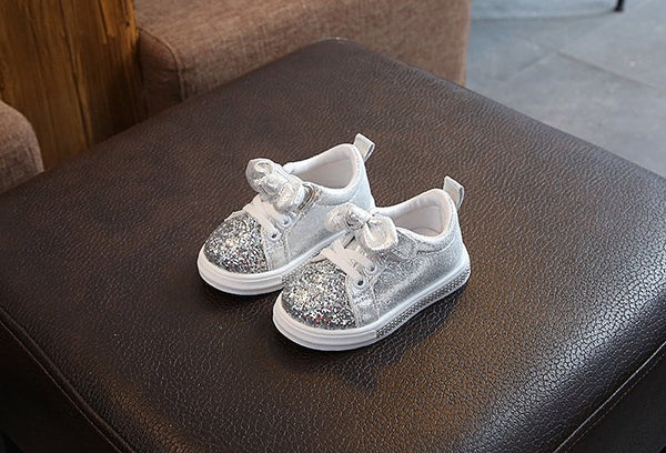 Tenis Casuales de Cuero Brillante con Moño - Zapatos Deportivos Versátiles