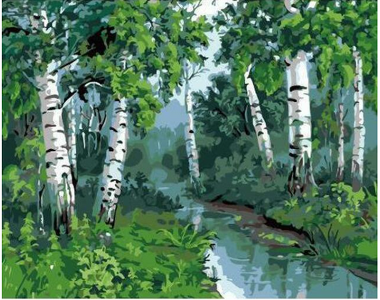 Kit de Pintura Digital DIY Árboles Frondosos - Lienzo sin Marco