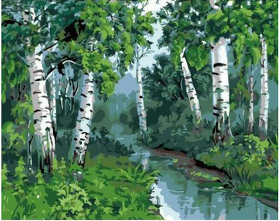 Kit de Pintura Digital DIY Árboles Frondosos - Lienzo sin Marco