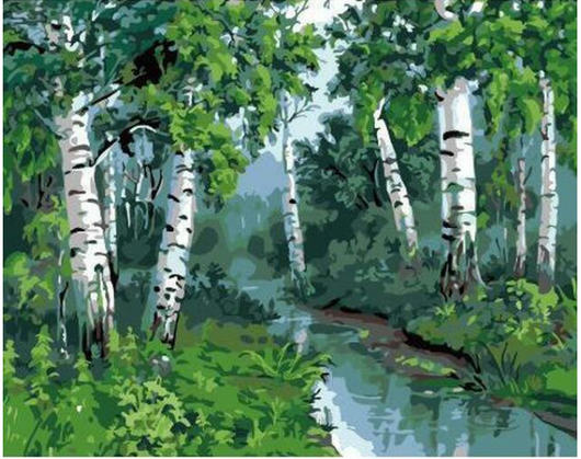 Kit de Pintura Digital DIY Árboles Frondosos - Lienzo sin Marco
