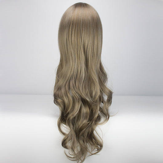 Cabeza de Maniquí Cabello Gris Largo Ondulado con Flequillo Desfilado - Image 11