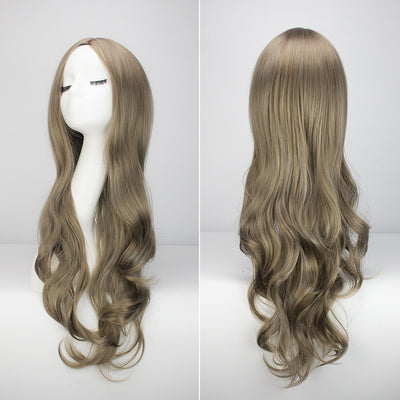 Cabeza de Maniquí Cabello Gris Largo Ondulado con Flequillo Desfilado - Image 7
