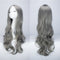 Cabeza de Maniquí Cabello Gris Largo Ondulado con Flequillo Desfilado