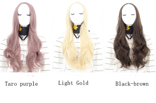 Cabeza de Maniquí Cabello Gris Largo Ondulado con Flequillo Desfilado - Image 3