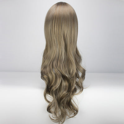 Cabeza de Maniquí Cabello Gris Largo Ondulado con Flequillo Desfilado - Image 5