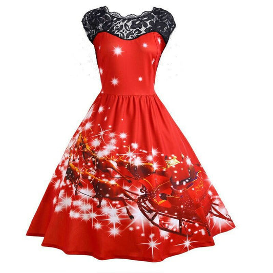 Vestido de Encaje Navideño Elegante - Image 2