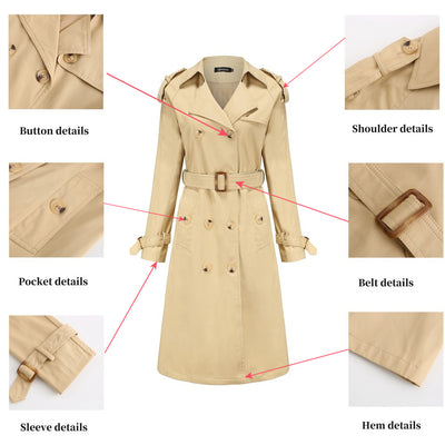 Chaqueta Cortavientos Larga de Algodón para Mujer con Cintura Ajustada - Image 11