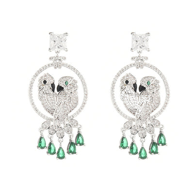 Aretes Loros Dobles en Crisoprasa con Incrustaciones de Micro Detalle - Image 9