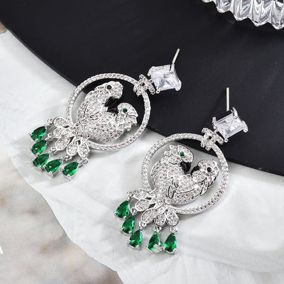 Aretes Loros Dobles en Crisoprasa con Incrustaciones de Micro Detalle - Image 8