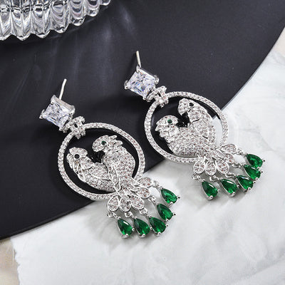 Aretes Loros Dobles en Crisoprasa con Incrustaciones de Micro Detalle - Image 10