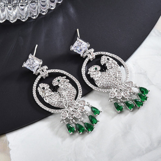 Aretes Loros Dobles en Crisoprasa con Incrustaciones de Micro Detalle - Image 10