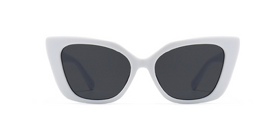 White cat-eye frame sunglasses with dark lenses, featuring a vintage-inspired design. - Image 7