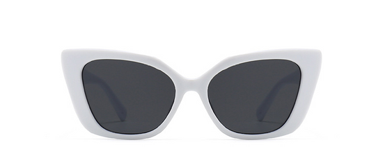 White cat-eye frame sunglasses with dark lenses, featuring a vintage-inspired design. - Image 7