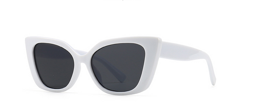 White cat-eye frame sunglasses with dark lenses, featuring a vintage-inspired design. - Image 8