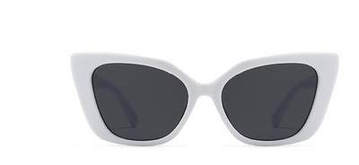 White cat-eye frame sunglasses with dark lenses, featuring a vintage-inspired design. - Image 4