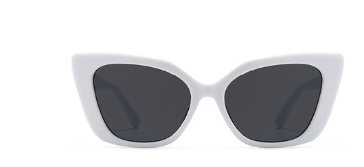 White cat-eye frame sunglasses with dark lenses, featuring a vintage-inspired design. - Image 4