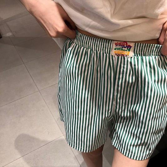 Pantalón Ancho de Talle Alto con Rayas Cuadradas y Corte Recto