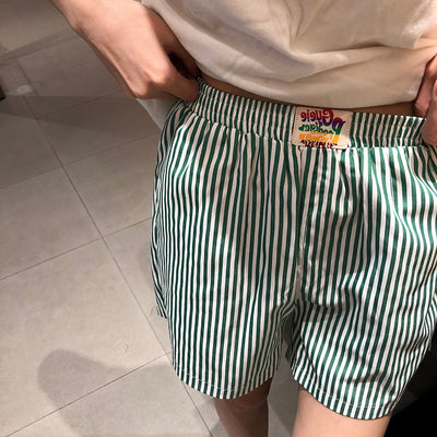 Pantalón Ancho de Talle Alto con Rayas Cuadradas y Corte Recto