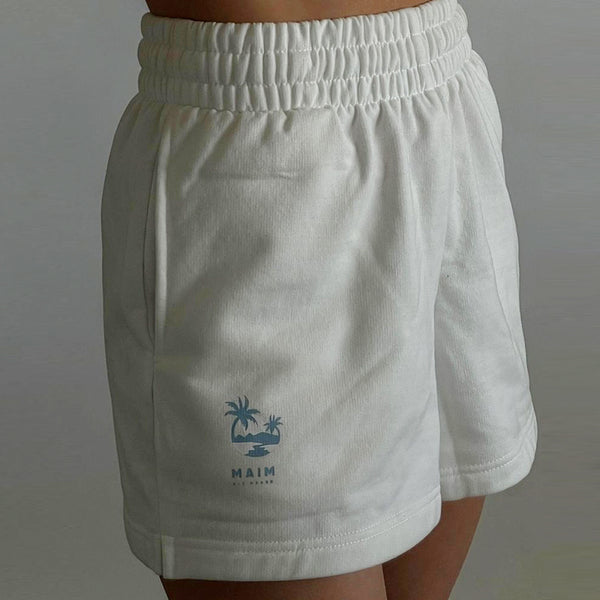 Pantalones Cortos con Estampado de Árbol de Coco y Letras para Primavera y Verano