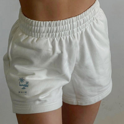 Pantalones Cortos con Estampado de Árbol de Coco y Letras para Primavera y Verano