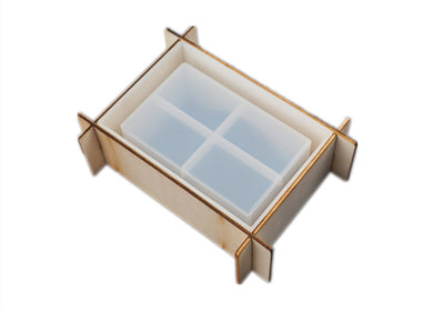 Kit Moldes de Resina Epoxi para Posavasos Cuadrados con Espejo y Caja de Almacenamiento