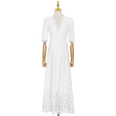 Vestido Elegante Hueco con Escote V y Cintura Ajustable - Image 7