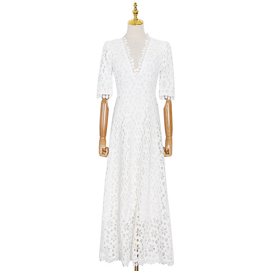Vestido Elegante Hueco con Escote V y Cintura Ajustable - Image 7