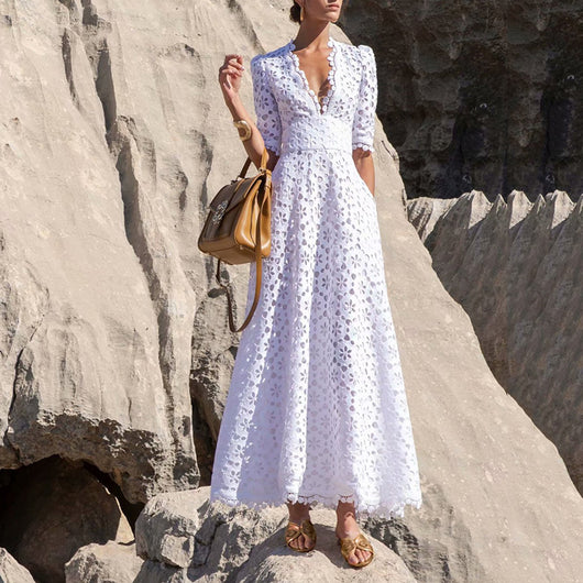 Vestido Elegante Hueco con Escote V y Cintura Ajustable - Image 8