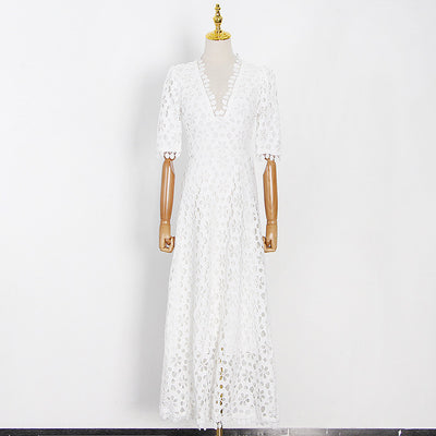Vestido Elegante Hueco con Escote V y Cintura Ajustable - Image 2