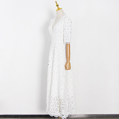 Vestido Elegante Hueco con Escote V y Cintura Ajustable - Image 5