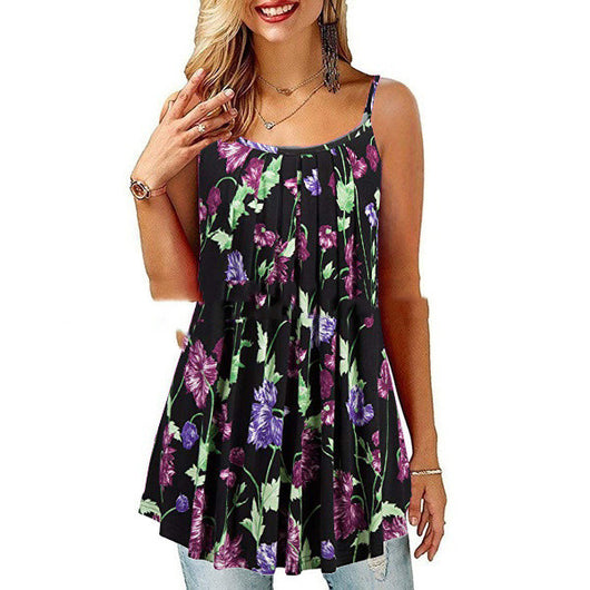 Camiseta Suelta Estampada con Pliegues para Mujer - Ideal para Verano - Image 2