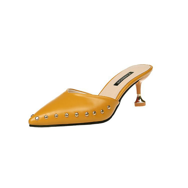 Sandalias Baotou de Verano con Tacón Stiletto y Detalles de Remaches