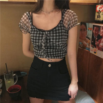 Camisa de Cuadros Blanco y Negro de Manga Corta - Image 9