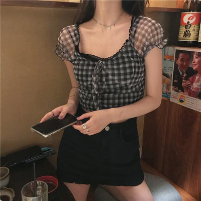Camisa de Cuadros Blanco y Negro de Manga Corta - Image 11