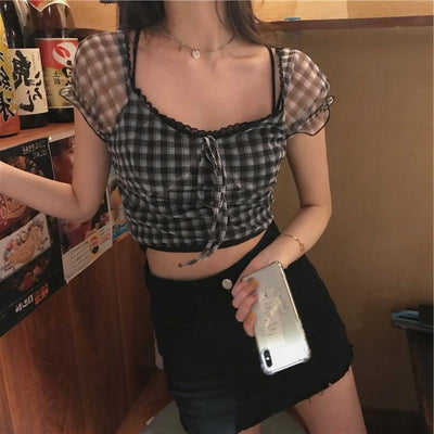Camisa de Cuadros Blanco y Negro de Manga Corta - Image 10