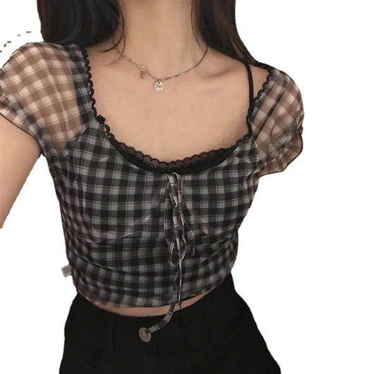 Camisa de Cuadros Blanco y Negro de Manga Corta - Image 8