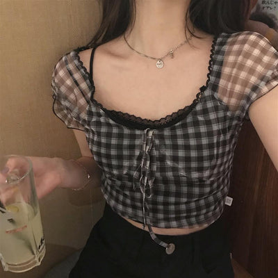 Camisa de Cuadros Blanco y Negro de Manga Corta - Image 14