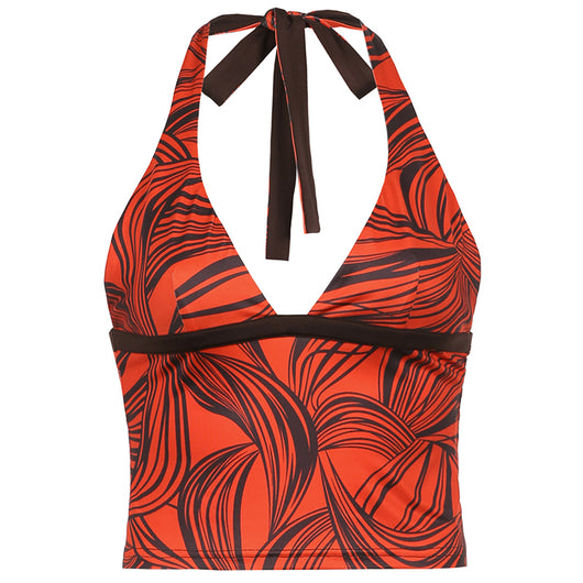 Chaleco Halter Plisado con Cordón Estampado - Image 5
