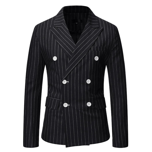 Traje Casual de Invierno para Hombre con Rayas y Cuello Smoking Doble Botonadura - Image 10